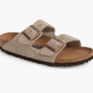 Women’s Birkenstock Soft Sandal in Taupe Suede si… - image 1